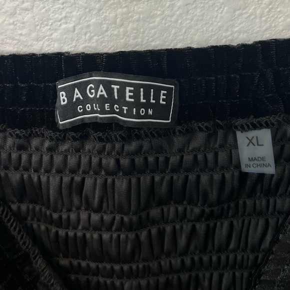 Bagatelle - Shirred Velvet Top - Black - XL Long Sleeve Smocked Blouse - Picture 8 of 10